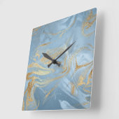 Elegantes modernes Gold und blauer Marmor-Look Quadratische Wanduhr (Winkel)