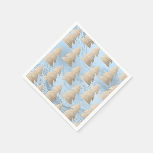 Elegantes, modernes Gold- und Blautönbaummuster Serviette (Ecke)