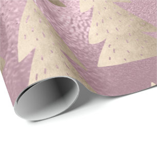 Elegantes modernes Gold- und Rosa Weihnachtsbaummu Geschenkpapier