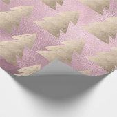 Elegantes modernes Gold- und Rosa Weihnachtsbaummu Geschenkpapier (Ecke)