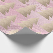 Elegantes modernes Gold- und Rosa Weihnachtsbaummu Geschenkpapier (Ecke)