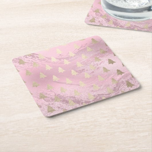 Elegantes modernes Gold- und Rosa-Weihnachtsbaummu Rechteckiger Pappuntersetzer (angewinkelt)