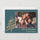 Elegantes, modernes Goldbaum-Foto Feiertagskarte (Vorderseite)