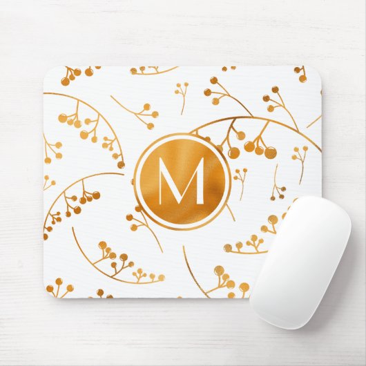 Elegantes, modernes Goldbeermuster auf Monogramm Mousepad (Mit Mouse)