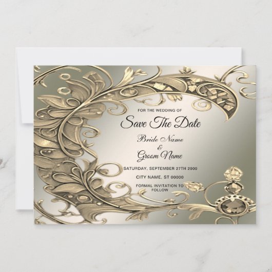 Elegantes modernes Goldenes Dekorativ Save the Dat Save The Date (Vorderseite)