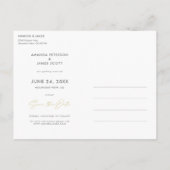 Elegantes, modernes Goldenes Drehbuch Save the Dat Ankündigungspostkarte (Rückseite)