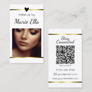 Elegantes modernes Goldenes Herz mit Foto und QR C Visitenkarte