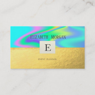 Elegantes modernes goldenes holografisches Monogra Visitenkarte