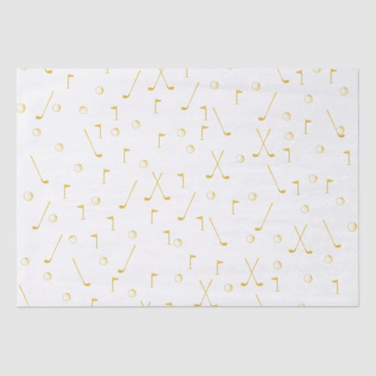 Elegantes, modernes Goldenes Muster Golfer Weiß Seidenpapier (Vorderseite)