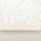 Elegantes, modernes Goldenes Muster Golfer Weiß Sherpadecke (3/4)