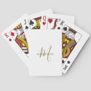Elegantes modernes goldenes Schriftmonogramm Spielkarten