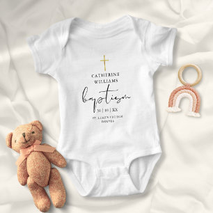 Elegantes modernes goldenes Taufkreuz Baby Strampler