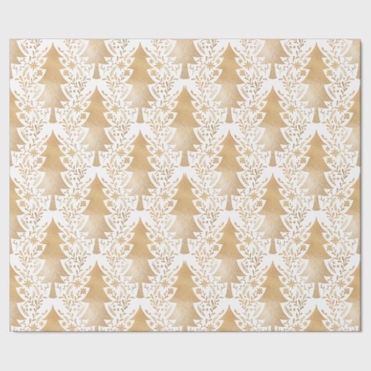 Elegantes modernes goldenes Weihnachtsbaum Blumenm Geschenkpapier (Saum)