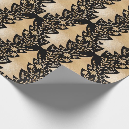 Elegantes modernes goldenes Weihnachtsbaum Blumenm Geschenkpapier (Ecke)