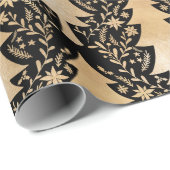 Elegantes modernes goldenes Weihnachtsbaum Blumenm Geschenkpapier (Rolleneckpunkt)