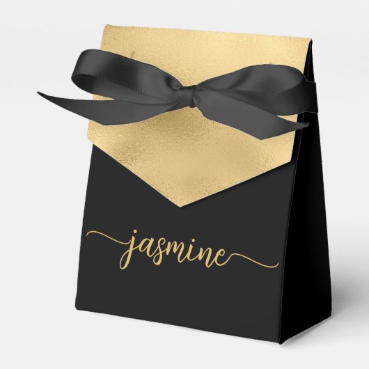 Elegantes modernes Goldfolie-Monogramm-Namensschri Geschenkschachtel (Vorderseite)