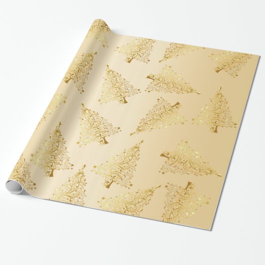 Elegantes, modernes Goldweihnachtmuster Geschenkpapier (Ungerollt)