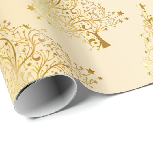Elegantes, modernes Goldweihnachtmuster Geschenkpapier (Rolleneckpunkt)
