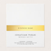 Elegantes modernes Goldweiße einfache Schablone Visitenkarten (Außenseite Aufgefaltet)