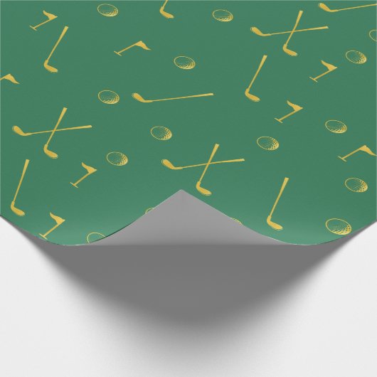 Elegantes, modernes Golftmuster Golfer Golfer Grün Geschenkpapier (Ecke)