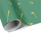 Elegantes, modernes Golftmuster Golfer Golfer Grün Geschenkpapier (Rolleneckpunkt)