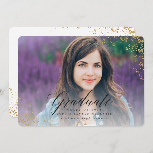 ELEGANTES MODERNES GRADUAT EINLADUNG (Vorne/Hinten)