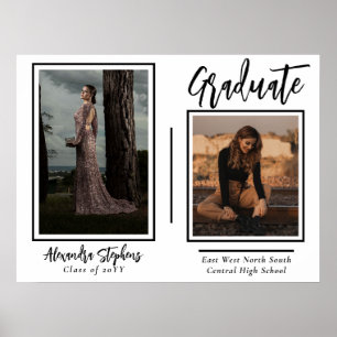Elegantes modernes Graduate Script Text Two Foto Poster