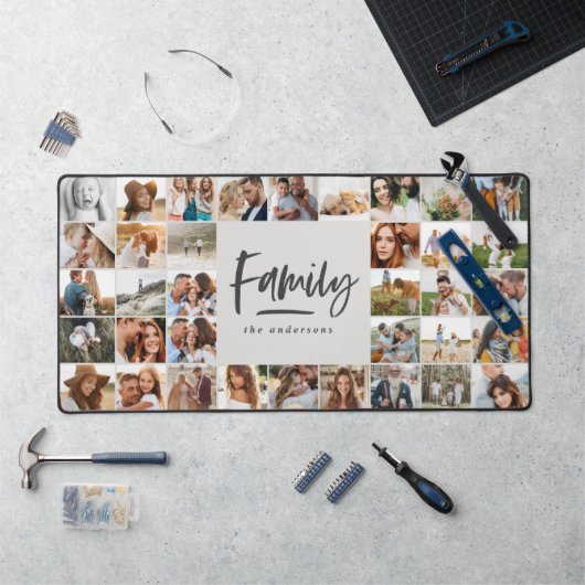 Elegantes, modernes Grau mit mehreren Fotos Schreibtischunterlage (Arbeitsplatz)