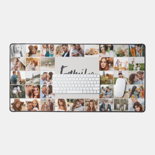 Elegantes, modernes Grau mit mehreren Fotos Schreibtischunterlage (Tastatur & Maus)