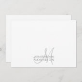 Elegantes, modernes, grau-schwarzes Monogramm Mitteilungskarte (Vorne/Hinten)