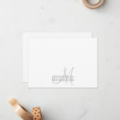 Elegantes, modernes, grau-schwarzes Monogramm Mitteilungskarte (Vorderseite/Rückseite Beispiel)