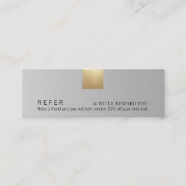 Elegantes, modernes Gray Gradient Gold Akzent Refe Mini Visitenkarte