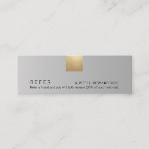 Elegantes, modernes Gray Gradient Gold Akzent Refe Mini Visitenkarte