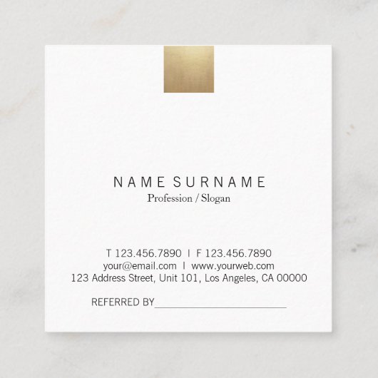 Elegantes, modernes Gray Gradient Gold Akzent Refe Quadratische Visitenkarte (Rückseite)