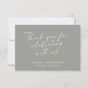 Elegantes, modernes Gray Script Custom Wedding Cou Dankeskarte