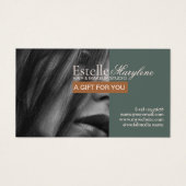 Elegantes, modernes Green Brown Foto Haarstudio (Vorderseite)