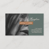 Elegantes, modernes Green Brown Foto Haarstudio Treuekarte (Vorderseite)