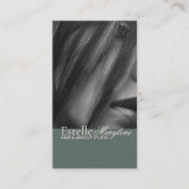 Elegantes, modernes Green Brown Foto Haarstudio Visitenkarte (Vorderseite)