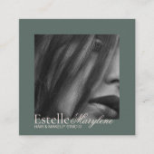 Elegantes modernes Green Brown Script Hair Studio Quadratische Visitenkarte (Vorderseite)