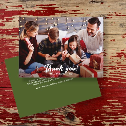 Elegantes modernes Green Holiday Foto Dankeskarte