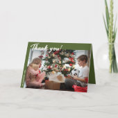 Elegantes modernes Green Holiday Foto Vielen Dank Karte (Vorderseite)