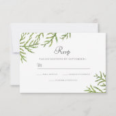 Elegantes modernes grünes Leaf Wedding RSVP Karte (Rückseite)
