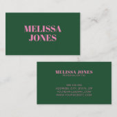 Elegantes, modernes grünes Rosa Beruflich Visitenkarte (Vorne/Hinten)