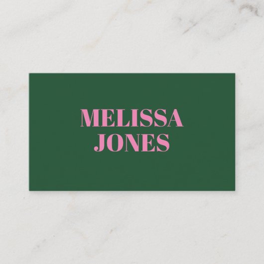 Elegantes, modernes grünes Rosa Beruflich Visitenkarte (Vorderseite)