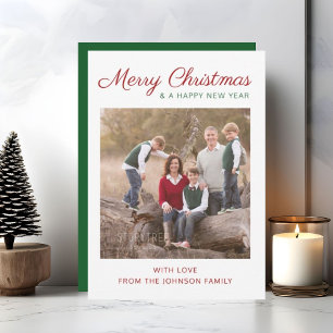 Elegantes modernes grünes Weihnachtsfoto in Schrei Feiertagskarte