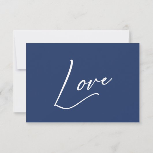 Elegantes, modernes Handwriting Simple Navy Blue RSVP Karte (Rückseite)