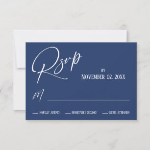 Elegantes, modernes Handwriting Simple Navy Blue RSVP Karte