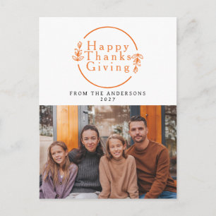 Elegantes modernes Happy Thanksgiving Herbstfoto Feiertagspostkarte