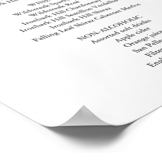 Elegantes, modernes Heart Script-Bar Menu Poster (Ecke)