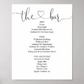Elegantes, modernes Heart Script-Bar Menu Poster (Vorne)